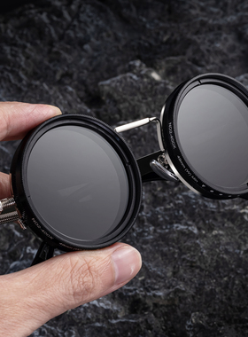 高颜值防辐射圆框男款手动调光