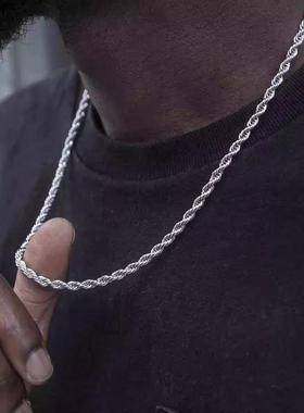 男士麻花链金色钛钢链子真空电镀