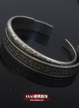 复古金色钛钢开口手镯情侣