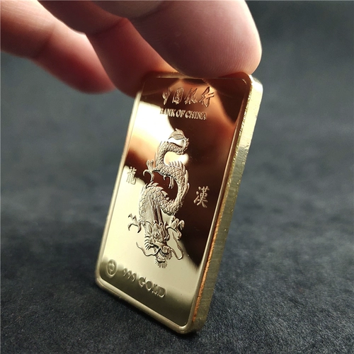 Guofeng Good Word Dragon Gold Block Коллекция иностранной валюты Gold Bar Tide China Dragon Gold Strip Мемориальная монета