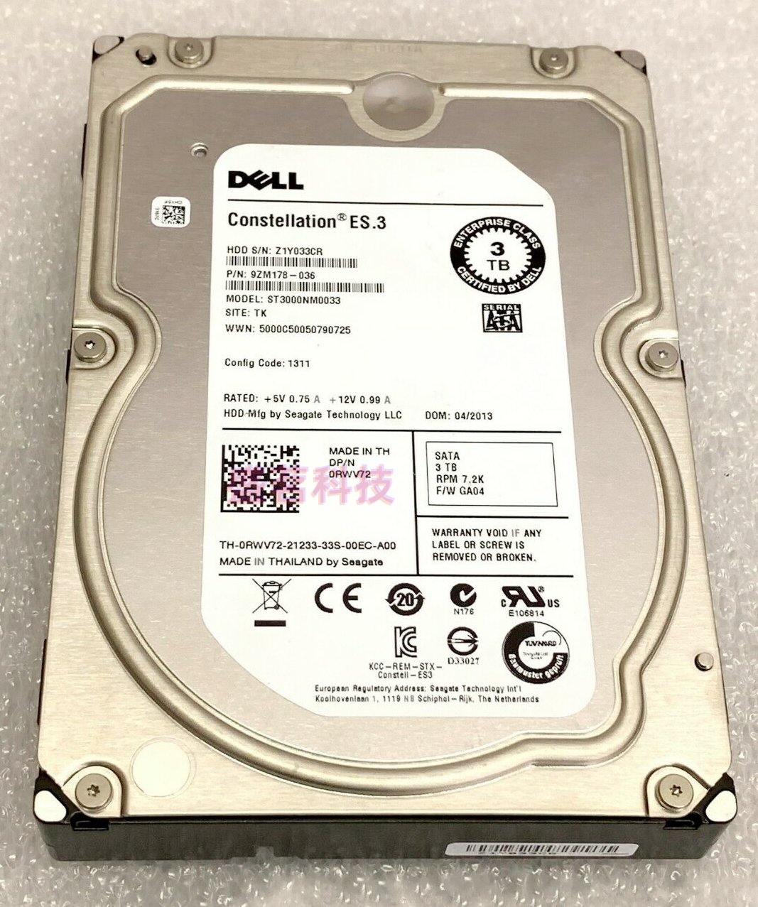 Seagate/希捷 DELL ST3000NM0033 3T SATA 7.2K 3.5硬盘 0RWV72 - 图0