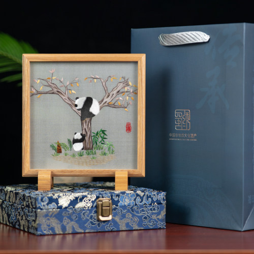 蜀绣手工刺绣中国风特色礼物礼品工艺品四川成都熊猫纪念品小摆件 - 图3