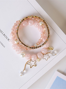 蓝色三层百搭手链日韩风女