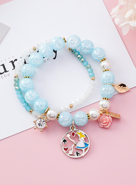 少女心甜美风爆花晶树叶子手串