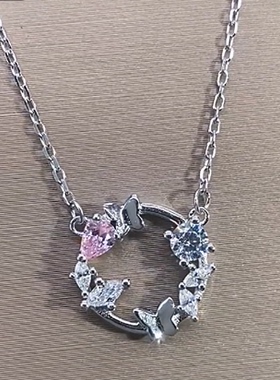 圆圈水晶短款甜美风饰品项链