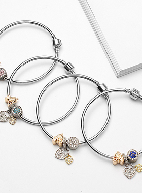 单圈心形挂坠女士日韩风玲珑手镯