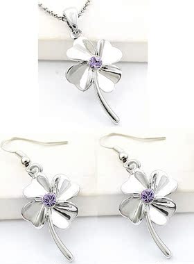 奥地利幸福四叶草多色项链耳环