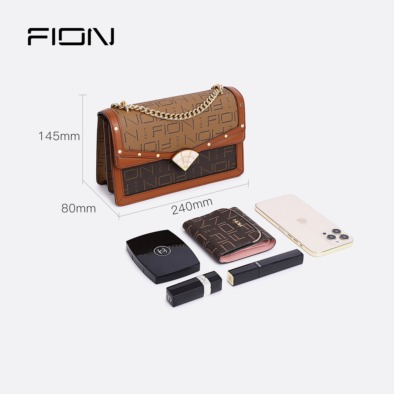 fion /菲安妮高级感轻奢2022单肩包 FION菲安妮小方包