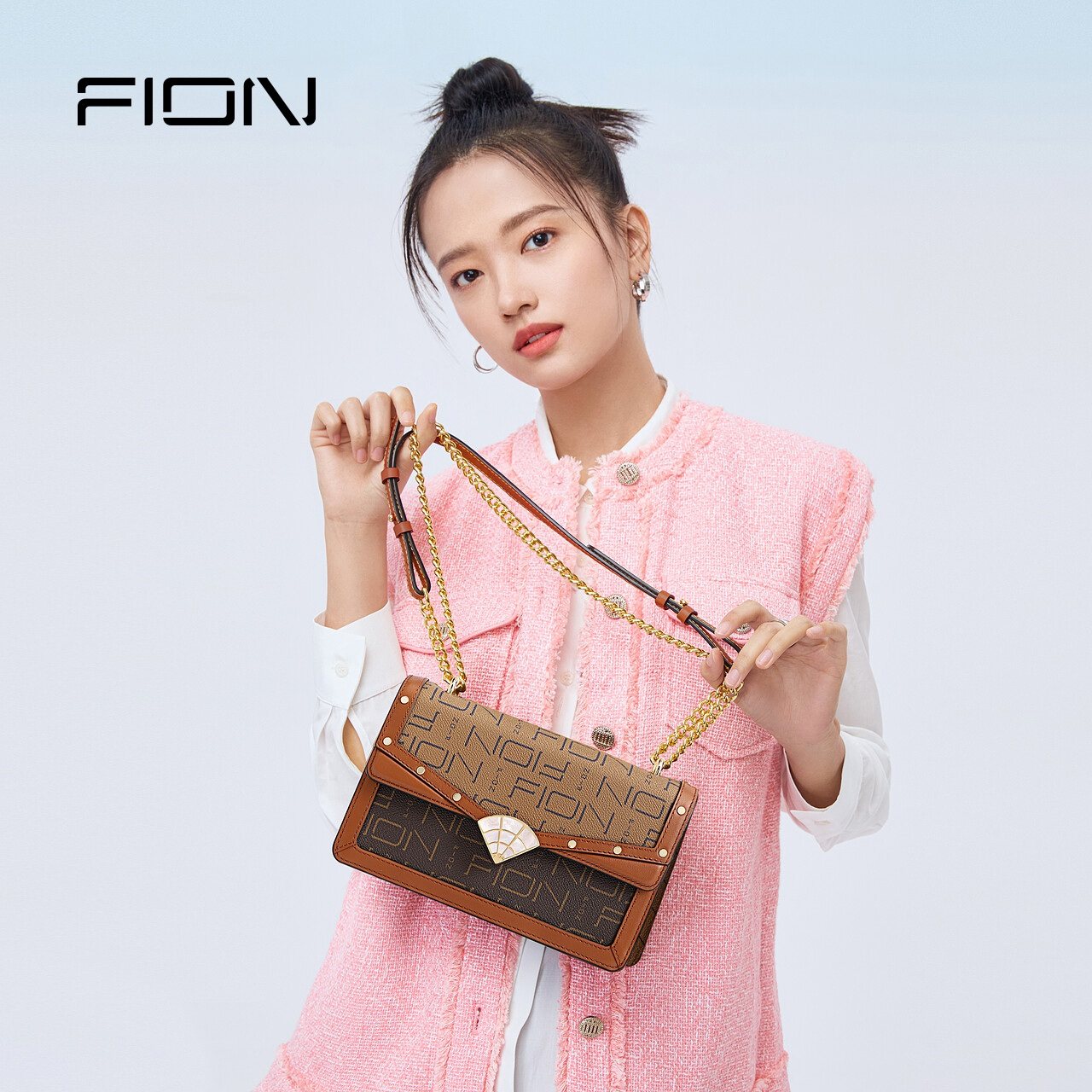 fion /菲安妮高级感轻奢2022单肩包 FION菲安妮小方包