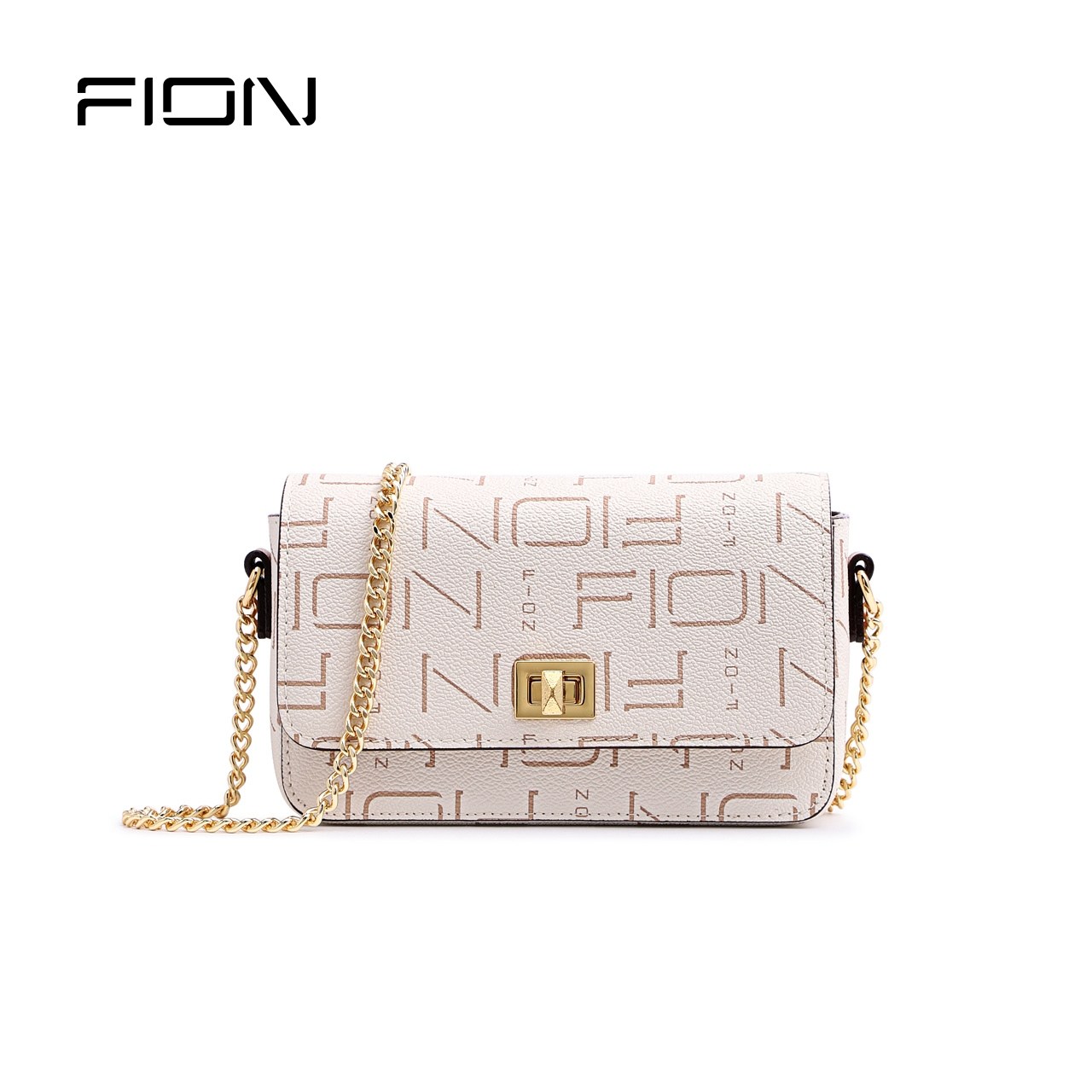 fion /菲安妮印花锁扣小方包手机包 FION菲安妮小方包