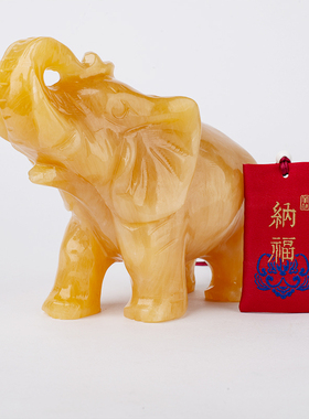 大象办公室饰品乔迁一对白玉玉