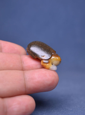 黑皮黄沁白玉独籽料龙龟挂坠把件