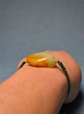 长30洒金皮黄沁原石手牌手串配饰