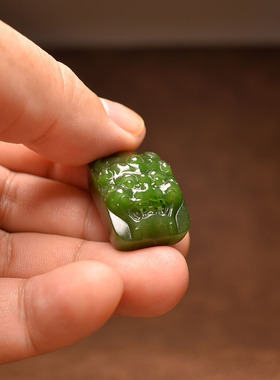 长29碧玉籽兽面手牌手串配饰吊坠