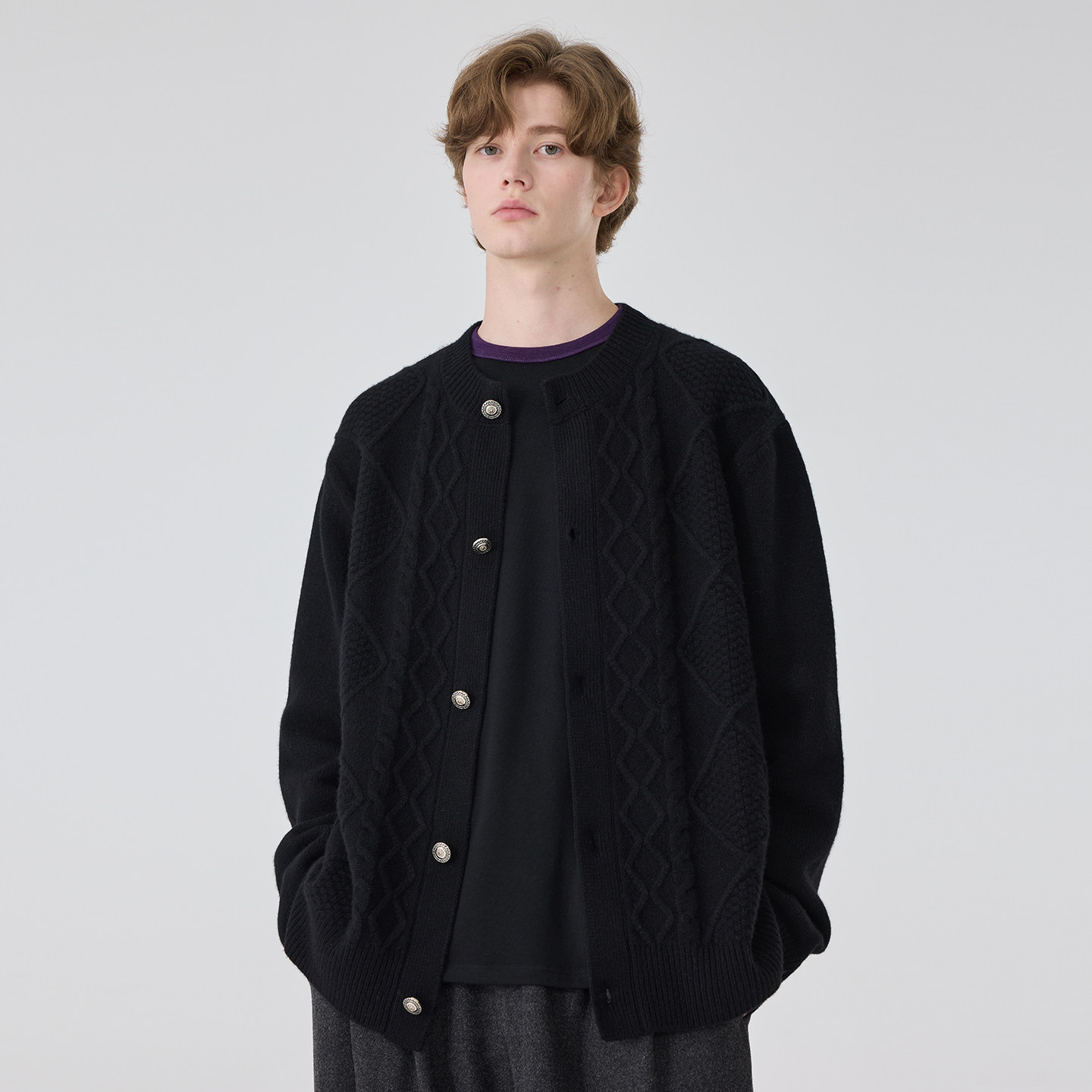 秋季新款男士休闲全羊毛开衫原创设计师款复古宽松毛衣男外套潮流,淘宝优惠券,粉丝福利购,淘宝优惠卷