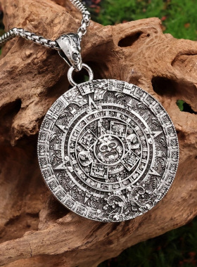 热卖欧美合金玛雅阿兹特克太阳历法石项链饰品首饰个性时尚复古