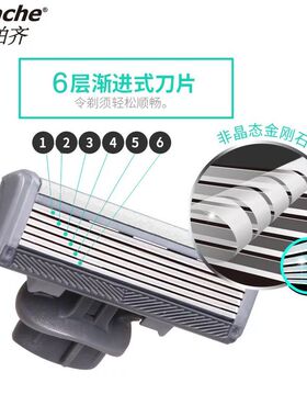 德国阿帕齐6层剃须刀片手动剃须刀六层刀头阿帕奇星海蓝刀架适用