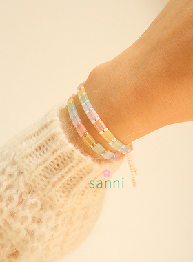 sanni少女感梦幻彩虹14k包金手链