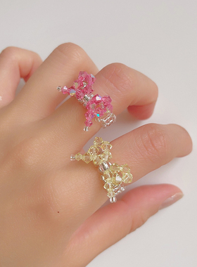 芭蕾少女风蝴蝶结水晶戒指