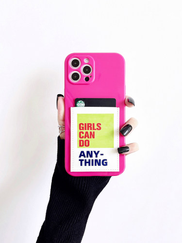 Girls Can Do Anything女孩能行Phone16promax手机壳带卡包插卡16pro苹果15/14/13门禁身份证15pro软壳16装卡 - 图3