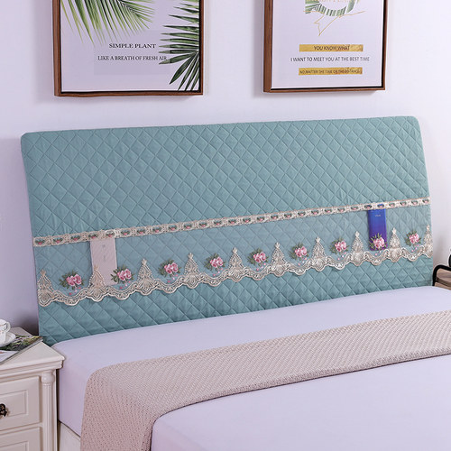 全包布艺床头罩简约现代软包床头套靠背防尘罩实木床头靠垫保护罩 - 图0