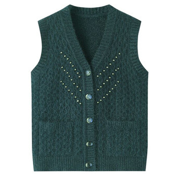 ແມ່ຕູ້ຜູ້ສູງອາຍຸກາງແລະຜູ້ສູງອາຍຸ sweater sweater vest ຂອງແມ່ຍິງພາກຮຽນ spring ແລະດູໃບໄມ້ລົ່ນ sweater sweater ແມ່ດູໃບໄມ້ລົ່ນ cardigan ແລະລະດູຫນາວ vest ເຄື່ອງນຸ່ງຫົ່ມສໍາລັບຜູ້ສູງອາຍຸ