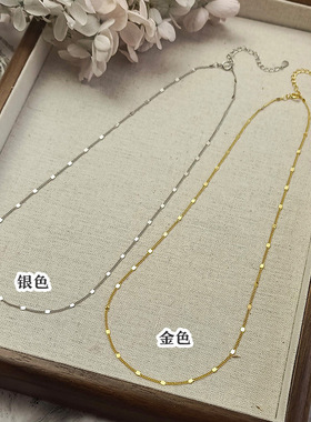 百搭王高保色14k包金轻奢简约项链女2026新款网红时尚亮片锁骨链