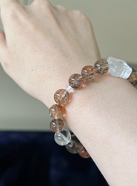 原创设计天然黑金超水晶手链