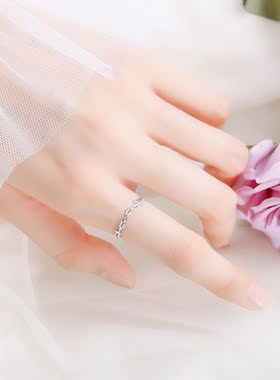 S925纯银树枝荆棘可调节戒指