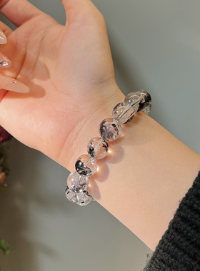 天然老矿黑闪灵黑爆闪手链