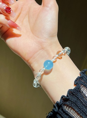 「夏日气泡」天然海蓝宝白水晶