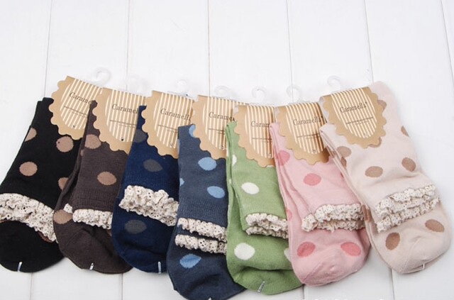 Japanese jacquard polka dot women's cotton socks