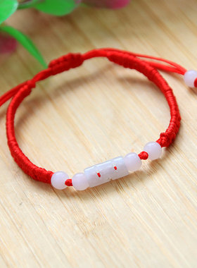 热卖手工编织民族风时尚男女本命年玉石转运珠路路通吊坠红绳手链
