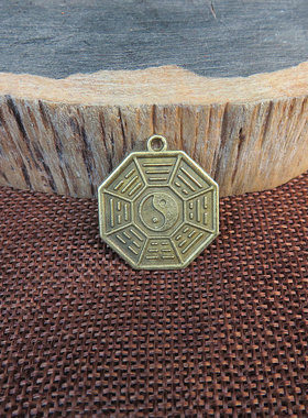 风水用品观音太极阴阳八卦镜铜钱配件DIY手工吊坠铜钱配件批发