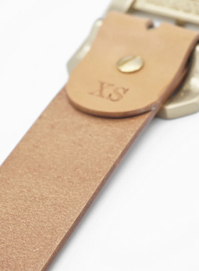 ObbiGoodLabel正规代理单针扣厚实复古植鞣牛皮腰带原色