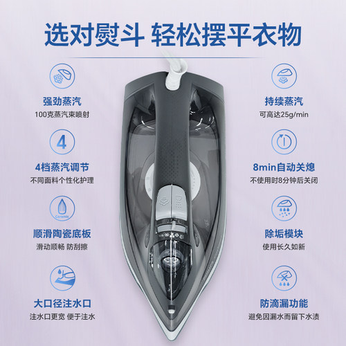 飞利浦电熨斗DST2020蒸汽电熨斗家用小型手持便携衣服熨烫机3031 - 图0