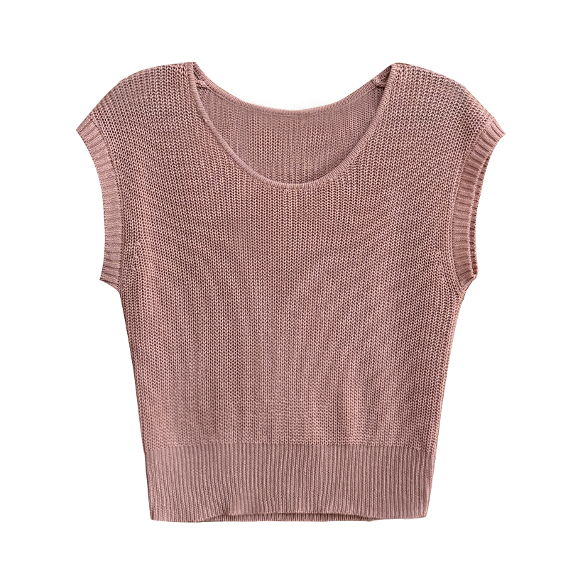 花吉B759粉色休闲垂感宽松针织短袖T恤女2025新款夏圆领无袖上衣,淘宝优惠券,粉丝福利购,淘宝优惠卷