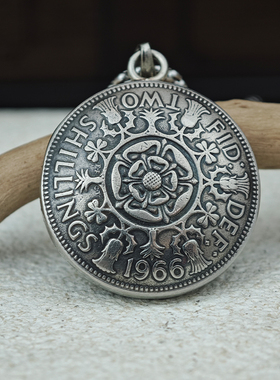 【币风堂】英国两先令硬币笑脸照片记忆盒吊坠挂件送朋友创意礼物