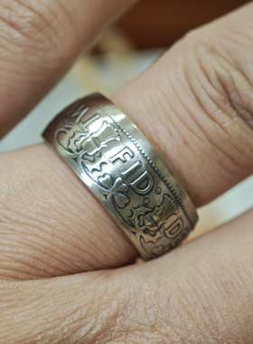 币风堂铜合金硬币戒指复古手工英国两先令古币白铜个性戒指