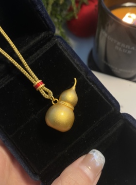 Siaon 中式重工葫芦S925银镀18K金项链棕绳毛衣链福禄挂坠古法金