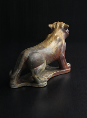 日本备前烧作家手工粗陶生肖虎立体雕塑陈设摆件家居日式装饰置物