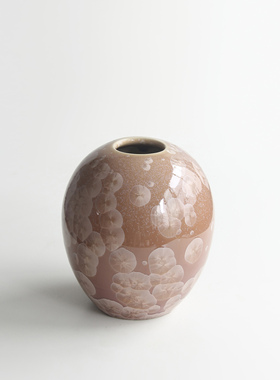 日本清水烧作家手工窑变结晶釉厚瓷花瓶日式插花器家居装饰摆件