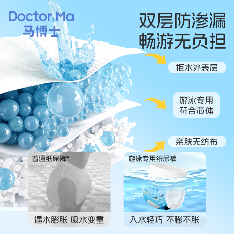 马博士一次性婴儿游泳纸尿裤宝宝游泳纸尿裤男款女款尿不湿拉拉裤