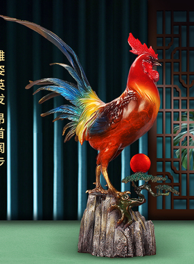 大吉大利黄铜十二生肖招财鸡摆件