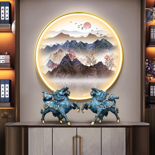 《风火麒麟》铜麒麟摆件一对纯黄铜公母招财客厅店铺开业装饰礼品 - 图2