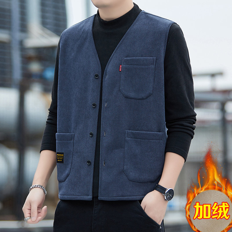 秋冬新款男士加绒加厚保暖马甲男士休闲口袋工装坎肩无袖背心外套,淘宝优惠券,粉丝福利购,淘宝优惠卷