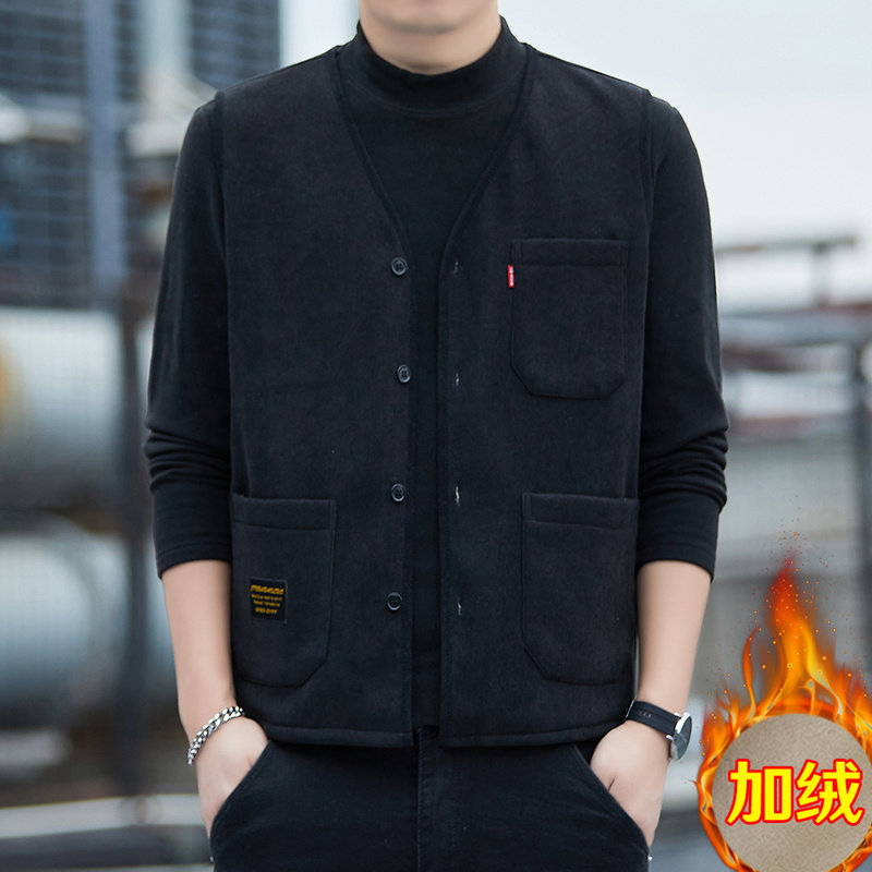 秋冬新款男士加绒加厚保暖马甲男士休闲口袋工装坎肩无袖背心外套,淘宝优惠券,粉丝福利购,淘宝优惠卷