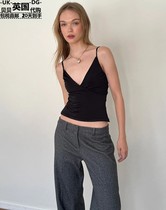 Motel Rocks Womens Clothing UK Direct Mail UO New Pint Bea Black V Collar Tight Harness