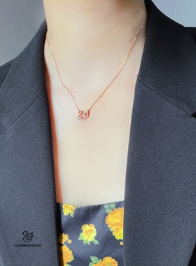 跨境正品粉色天鹅水晶项链女轻奢锁骨链简约 生日礼物5469989