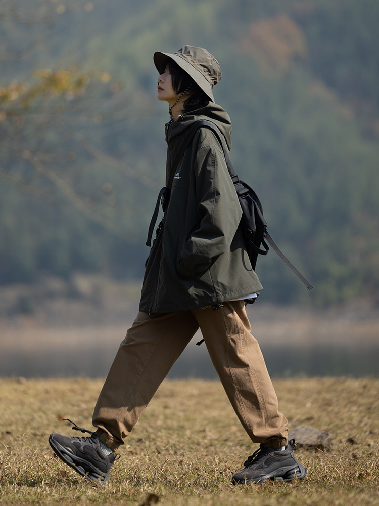 徐洛淇秋季连帽棉衣户外工装夹克男休闲加厚山系宽松潮牌衫外套-图2